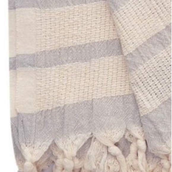 Organic Cotton Loom Weave Spa Bath Towel Gray Natural Stripe NEW Sensitive Skin - Picture 10 of 16
